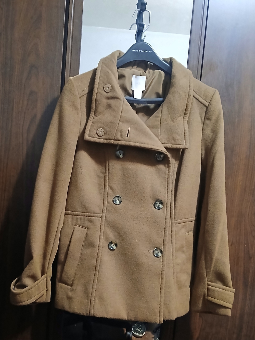 Woman's H & M Size 10 Classic Double-Breasted Camel Peacoat